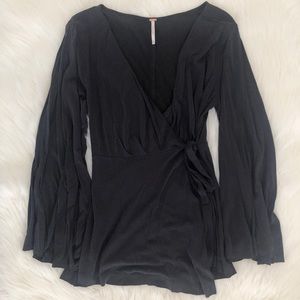 Free People Tie Front Bell Sleeves Blouse
